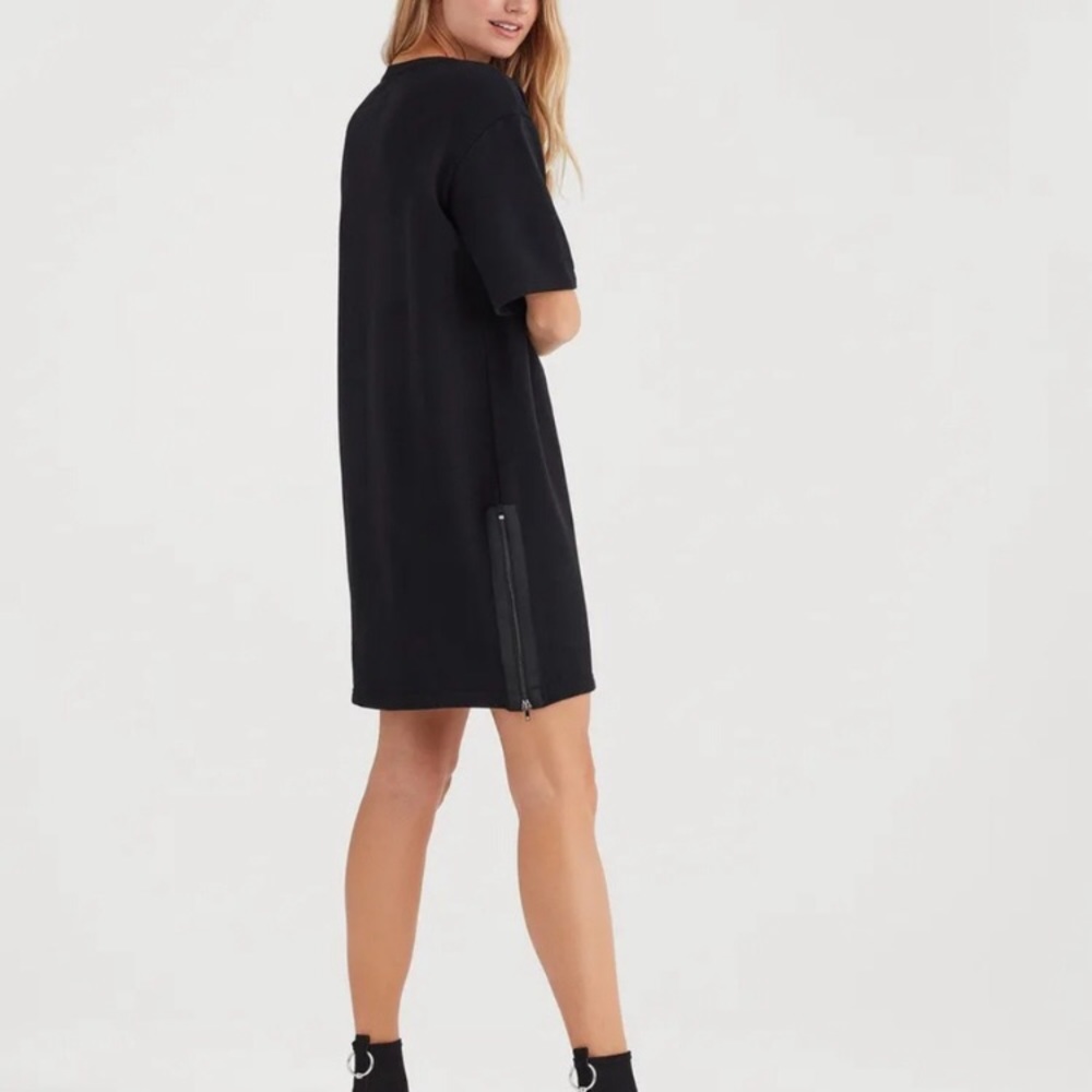 ❤️NWT 7 for All Mankind Oversized T-shirt Dress Terry Cloth Chest Pocket Black M - Picture 2 of 9